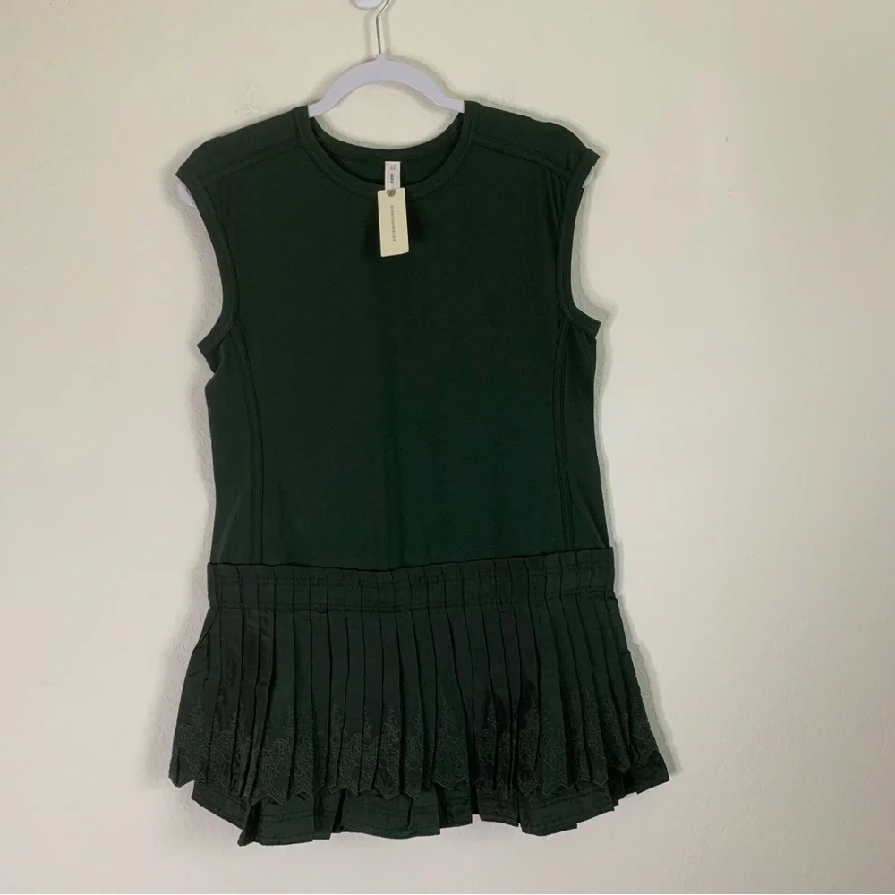 Daily practice by Anthro green Womens solid set mini pleated dress XS NEW
